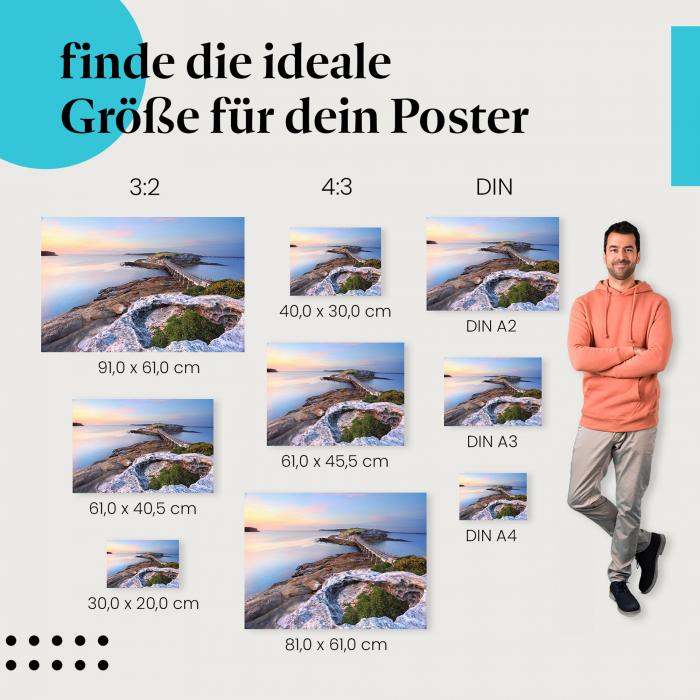 Insel mit Holzbrücke Poster: Sonnenaufgang - jetzt bestellen!